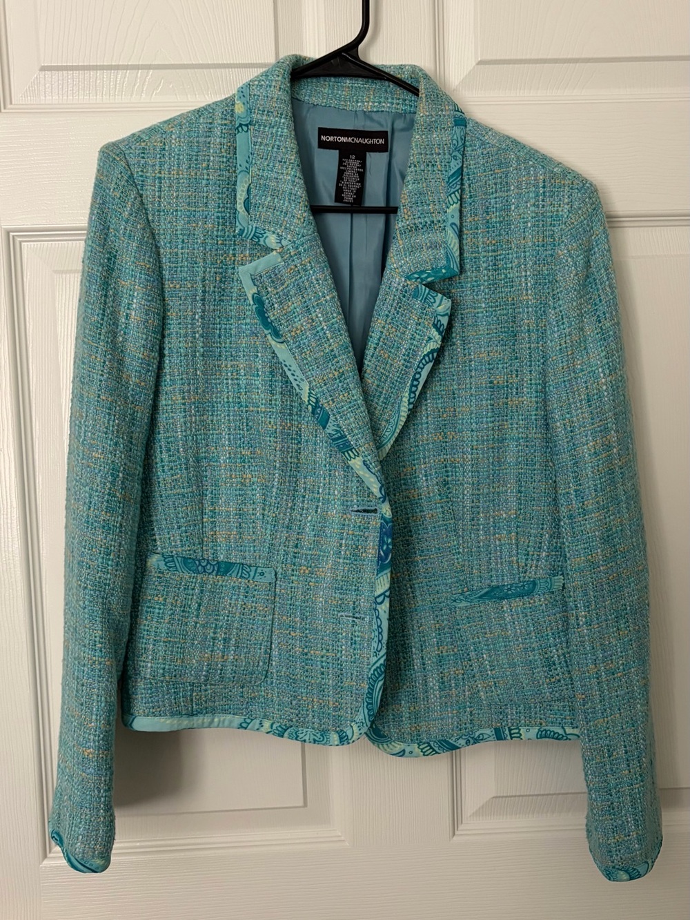 Norton McNaughton Teal-Blue Tweed Women's Blazer